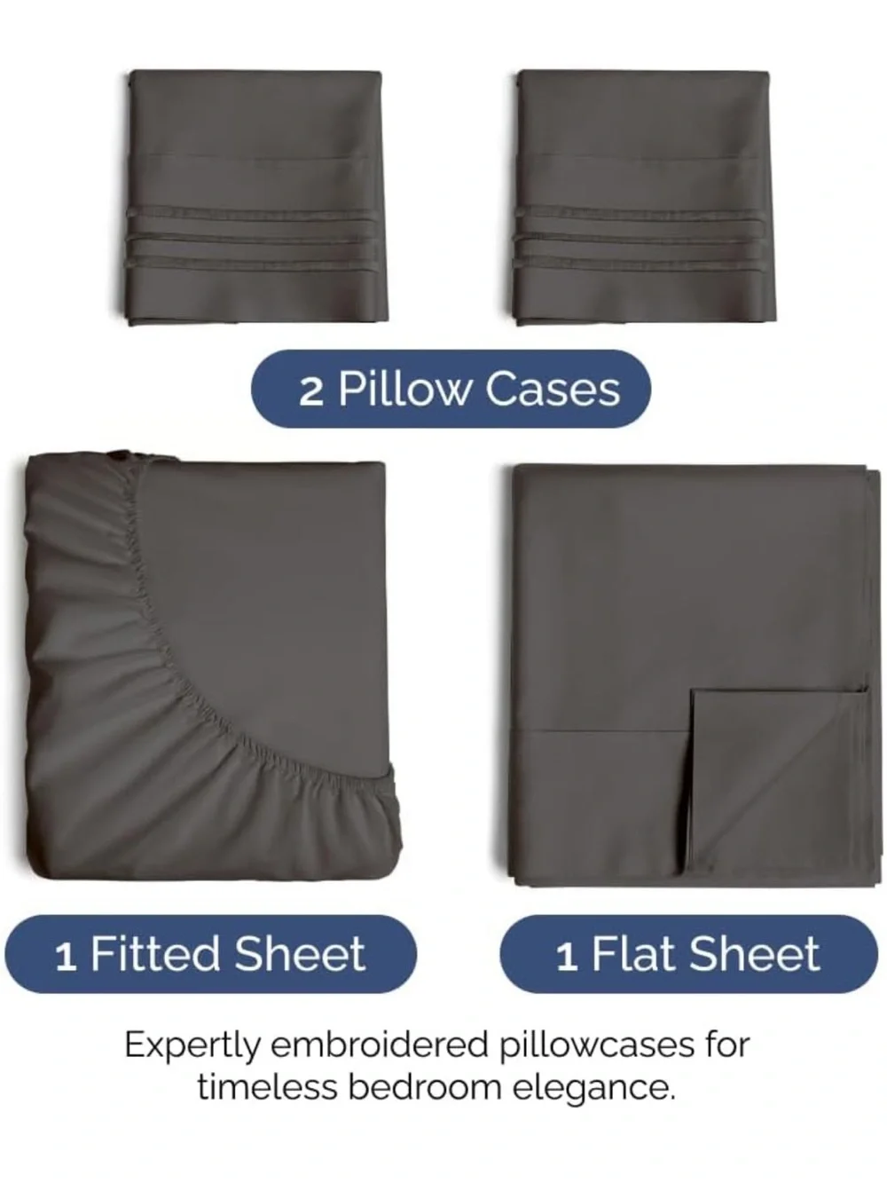 Luxury Solid Microfiber Sheet Set - Dark Gray